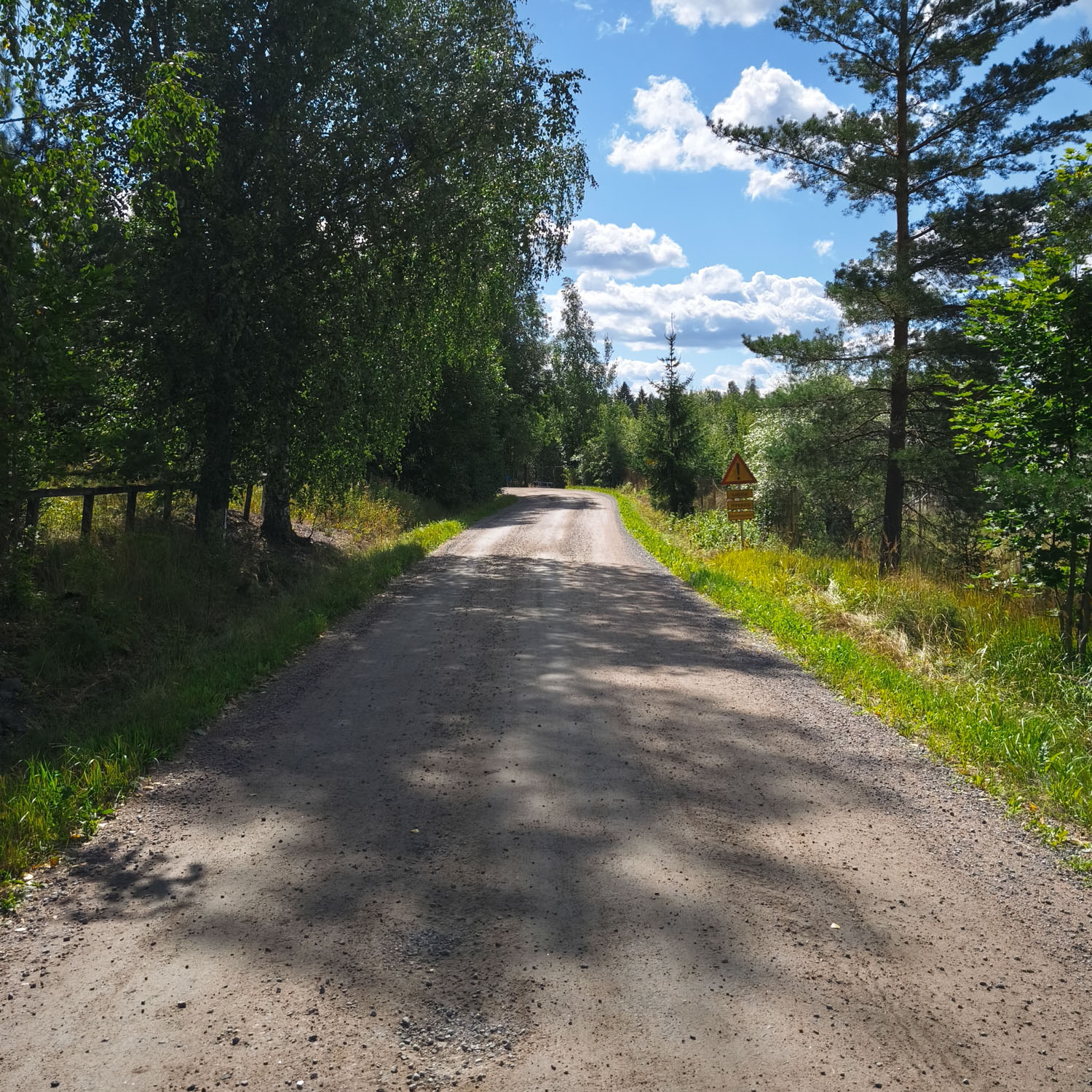 Sorapintainen pihatie metsän keskellä